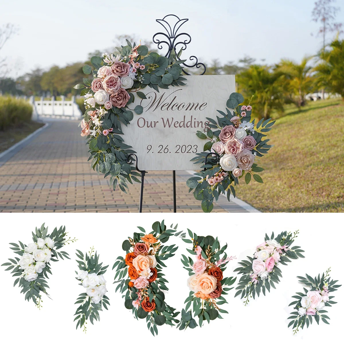 

Artificial Arch Flower Kit, Bohemian Dusty Roses, Blue Eucalyptus Garland, Wedding Decorative Curtains, Picture Board Decoration