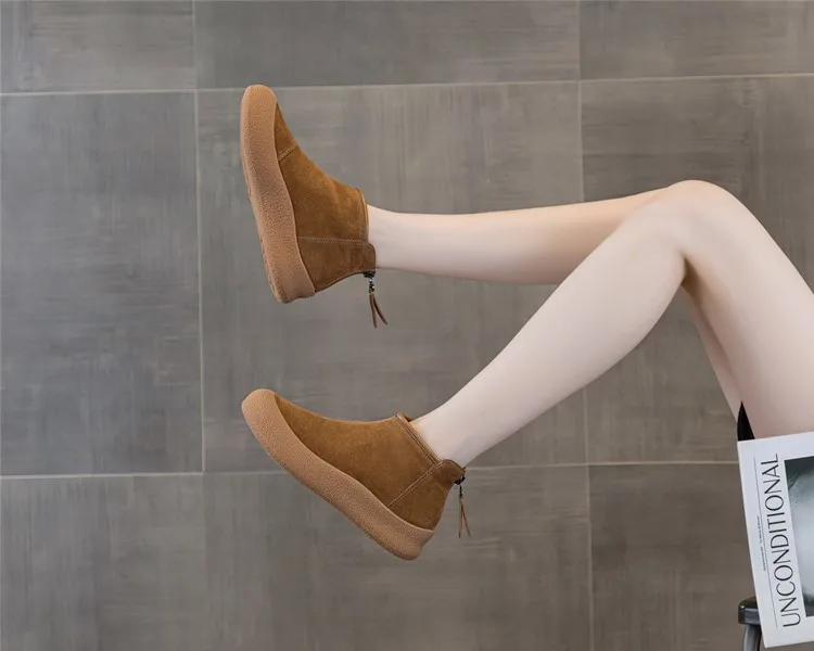AIYUQI Schneestiefel für Damen in Übergrößen 2025 Winter Echtleder Kurze Damenschuhe Verstärkte Warme Winterstiefel für Frauen – Detail 12