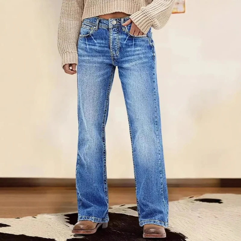 

Pants Denim Pant Men Jeans High Waist Straight Long Trousers Vintage Washed Female Slim Fit Y2k Streetwear Work Casual Spring