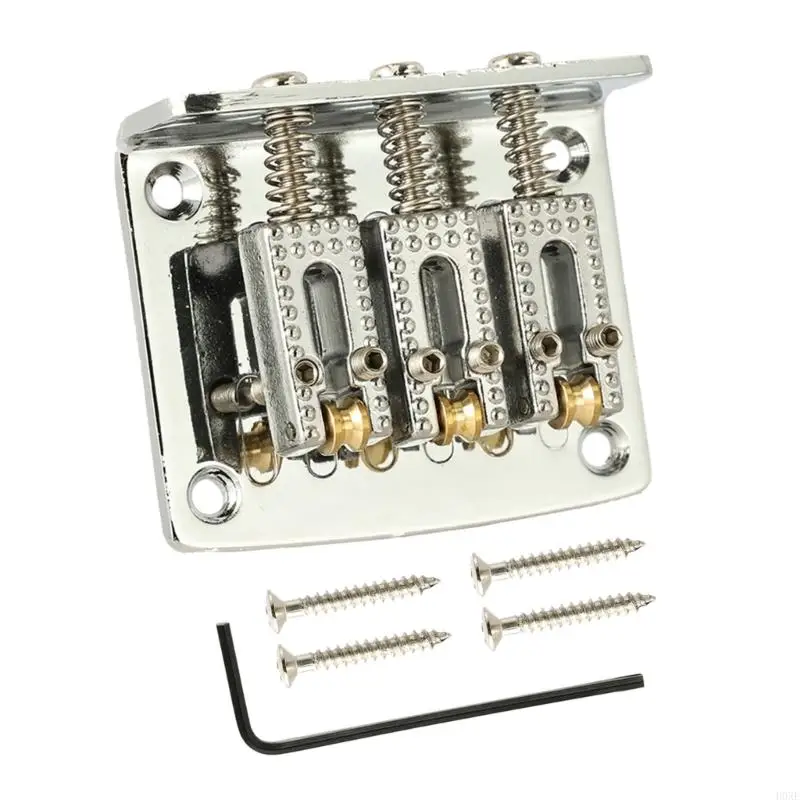 H0XE Electric Guitar Fixed Bridge, Zinc Alloy 3 String Guitar Bridge Roller Tailpiece Hardtail Cigar Box with Mounting Screws