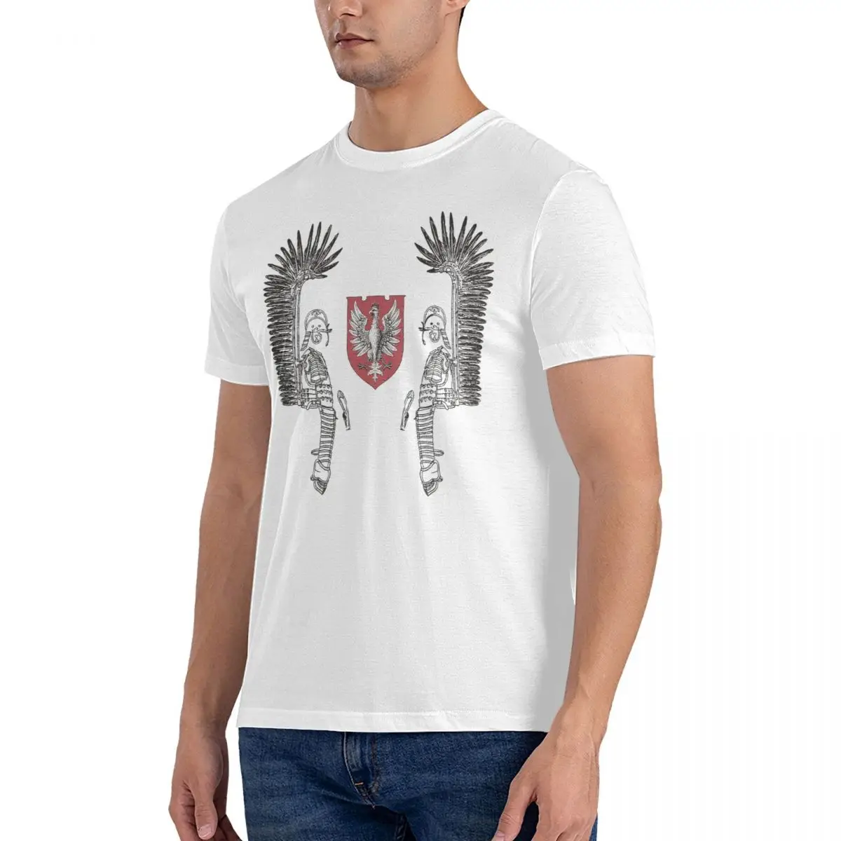 Polish Eagle Arm Coats T Shirt for Men 100% Cotton Fashion for Male T-Shirt O Neck Winged Hussar Tee Shirt Short Sleeve Tops 6XL