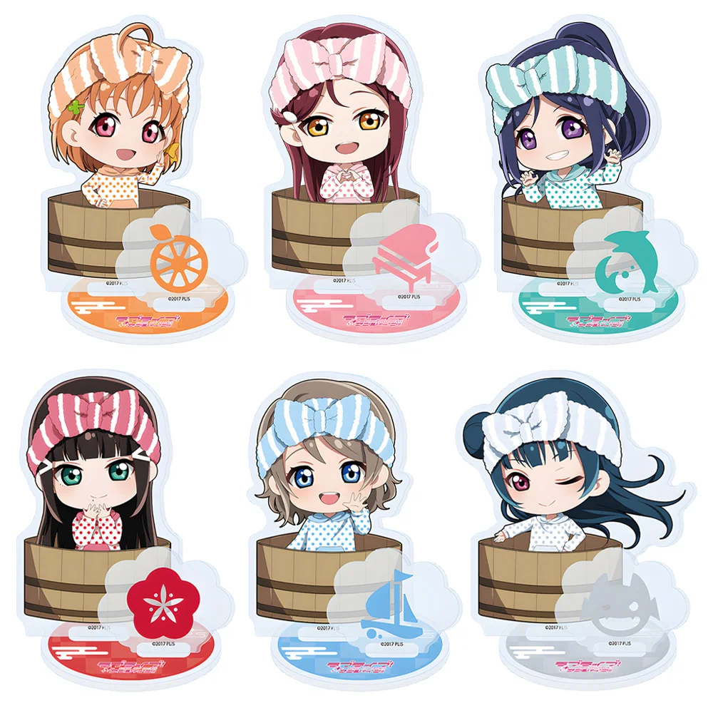 ¡Ama vive! ¡¡Sol!! Chika Takami Riko Sakurauchi Dia Kurosawa You Watanabe Yoshiko Tsushima Chibi mini soporte acrílico doble