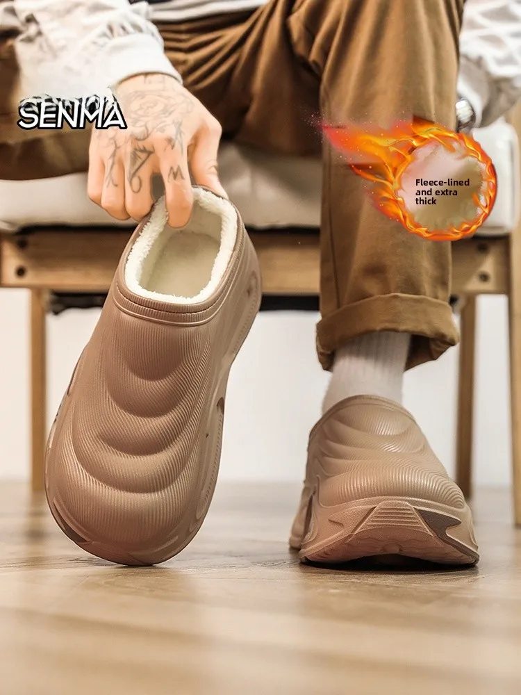 

Мужские хлопковые тапочки Senma: теплые, нескользящие, для дома и улицы, с флисовой подкладкой