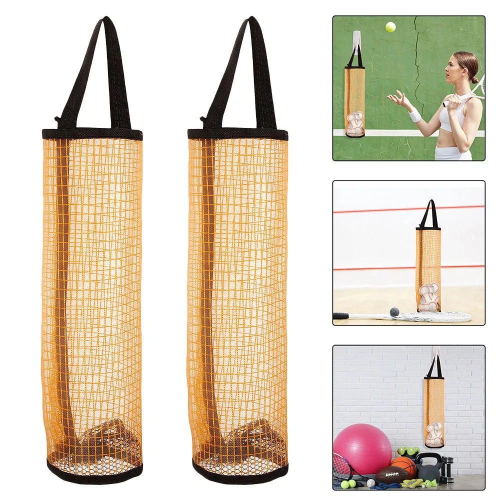 

2Pcs Wall Mounted Tennis Ball Bag Heavy Duty Mesh Organizer Spacious Ventilated Portable Ball Pouch for Home Club Practice