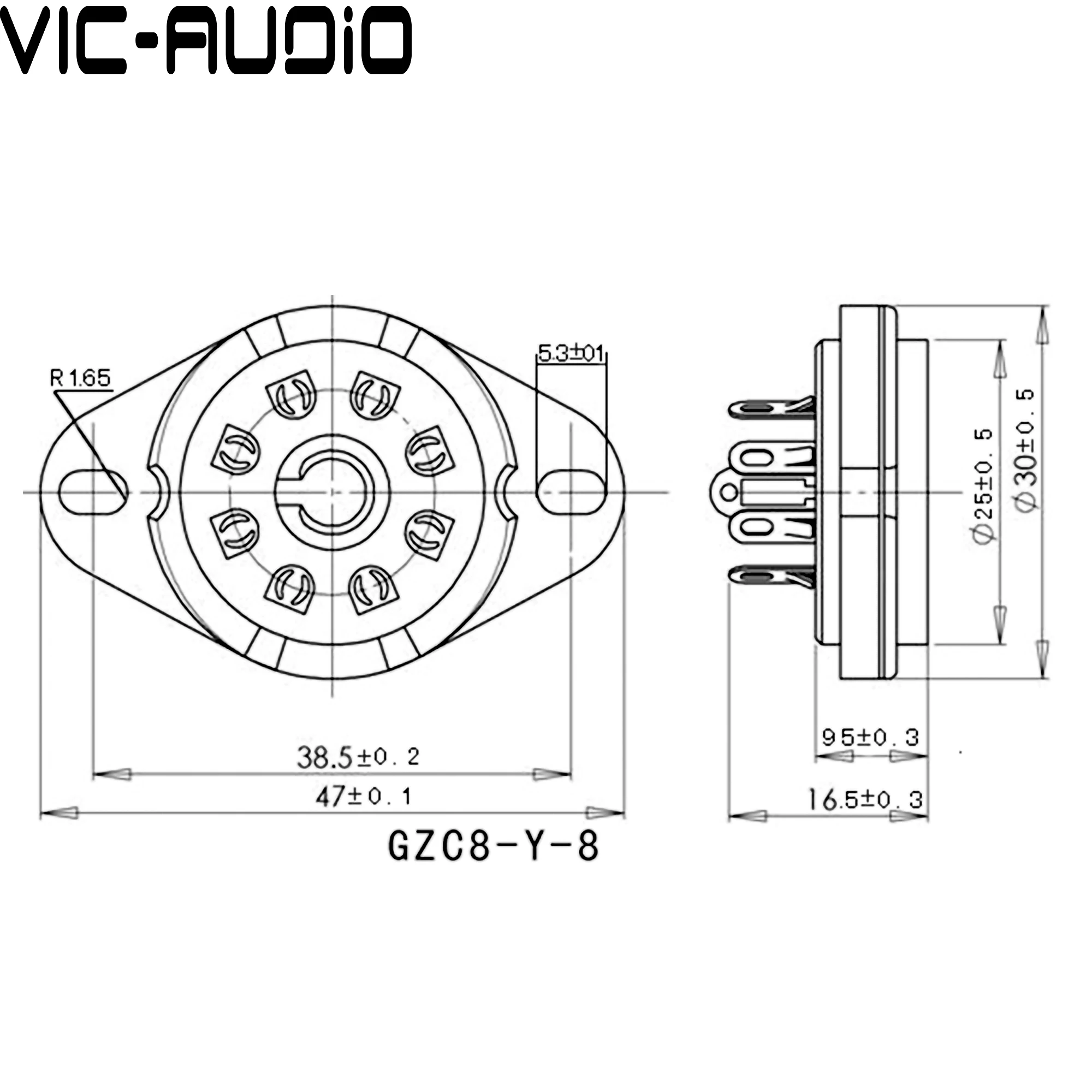 8Pin Tube Socket Ceramic GZC8-Y-8 B8G Vintage Valve Socket Chassis Mount For 5B254 4P1S 7N7 Vacuum Tube Amplifier Audio HIFI