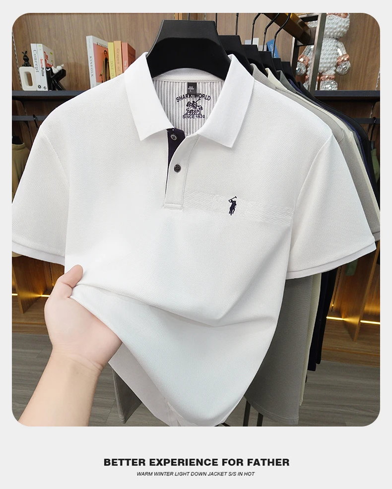 High-End-Marke Stickerei Kurzarm POLO Shirt Männer Flip Golf-Tops Sommer Komfort Seide Baumwolle Mode Business Leisure Paul T-Shirt – Detail 10