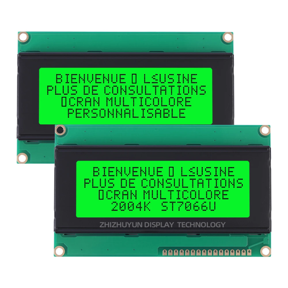 2004K Europese Karakter Lcd Module Geel Groene Film Industriële St7066u Lcd-Scherm 5V Woorden