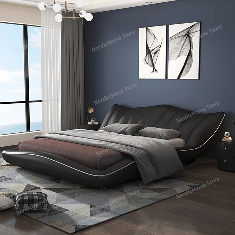 Soft Black Design Double Bed Luxury Simple Beige Modern Small Double Beds White Japanese Cama Box Casal Bedroom Furniture