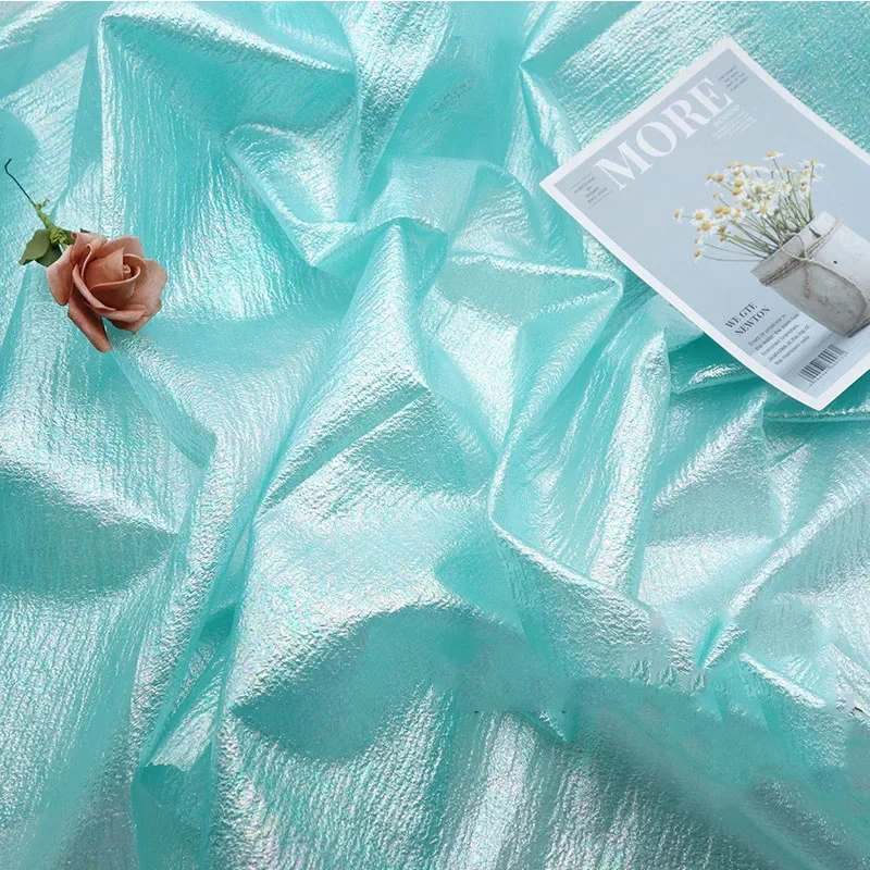 100*150CM  Iridescent Crepe Fabric Backdrops DIY For Theme Mermaid Unicorn Wedding Tablecloth Baptism Party Grand Event Decor