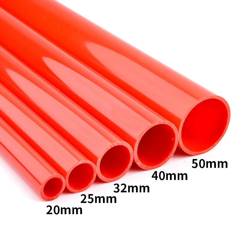 O.D 20~50mm Red PVC Pipe Garden Irrigation System Water Supply Pipe Aquarium Fish Tank Fittings Hydroponic Planting Frame Tube