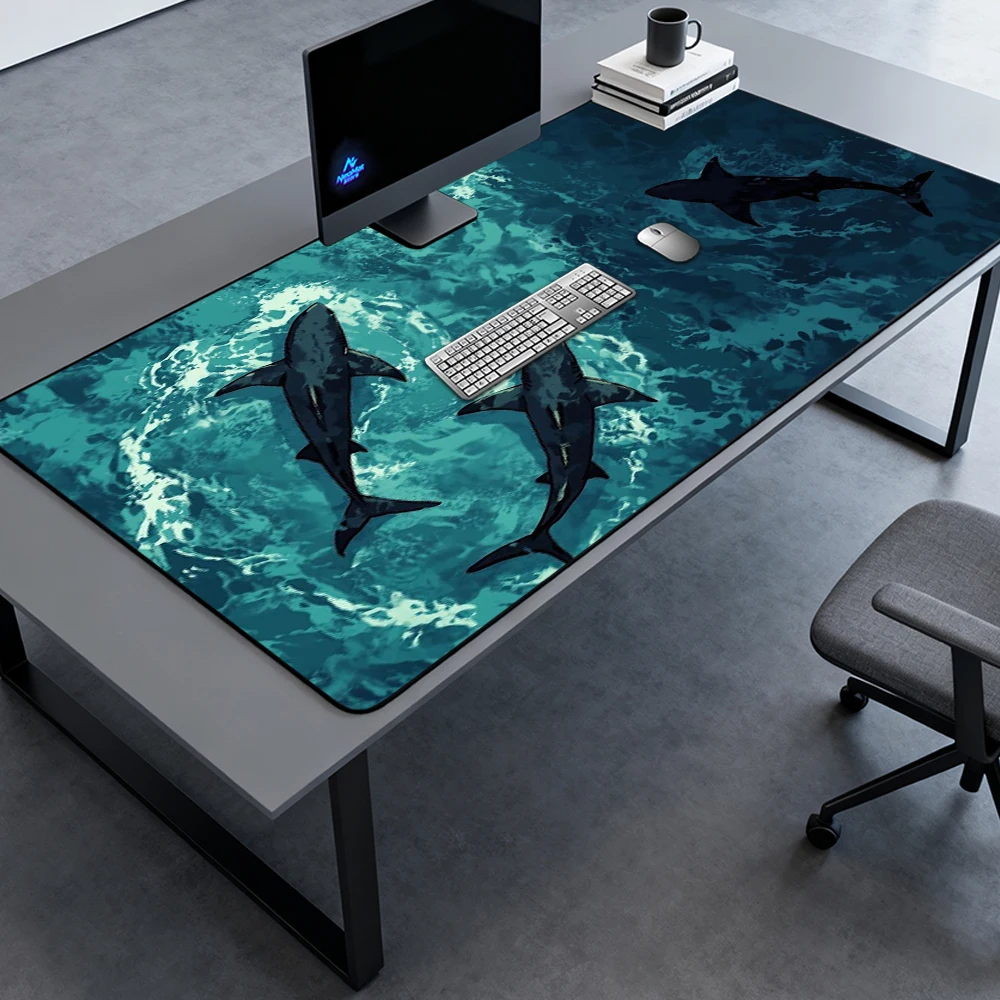 Ocean Desk Mat Large Desktop Mat Shark 1400x600 Full Desk Pad Deskmat Deep Mousepad Nonslip Sea Gaming Mat Playmat Mousemat