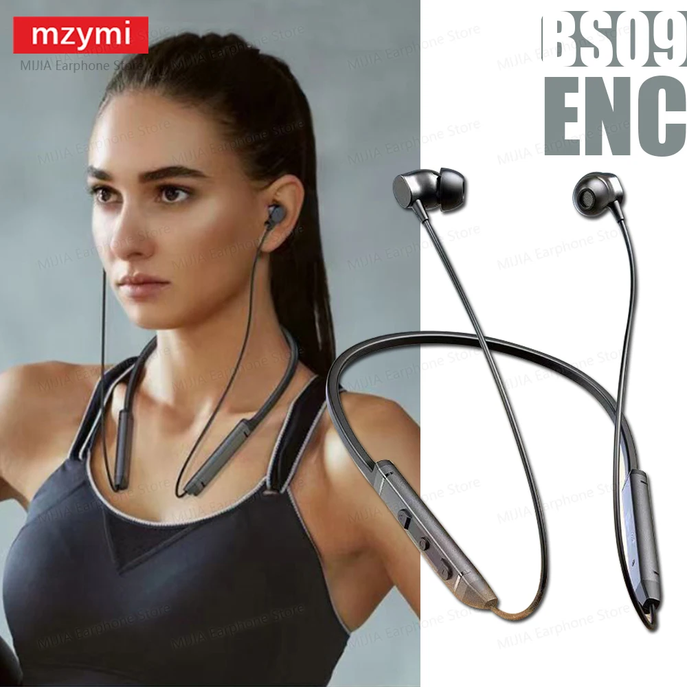 mzymi BS09 ENC Wireless Earphone Neckband Sport Running InEar Headphone Bluetooth5.3 HiFi Stereo Headset 200H Standby For XIAOMI