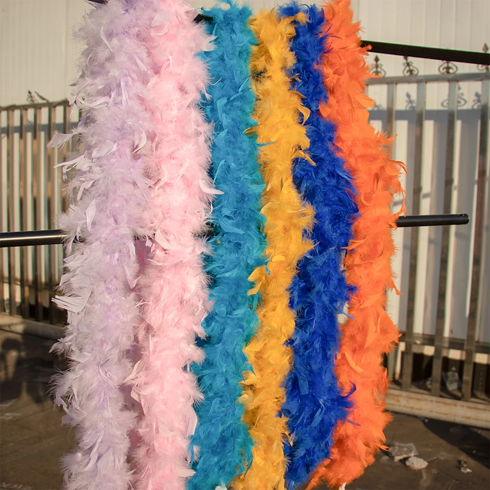 Flauschiger Truthahn-Federboa-Schal 40g 60g 90g 2M Federschal für Damen Kostümzubehör Karneval Party Dekoration