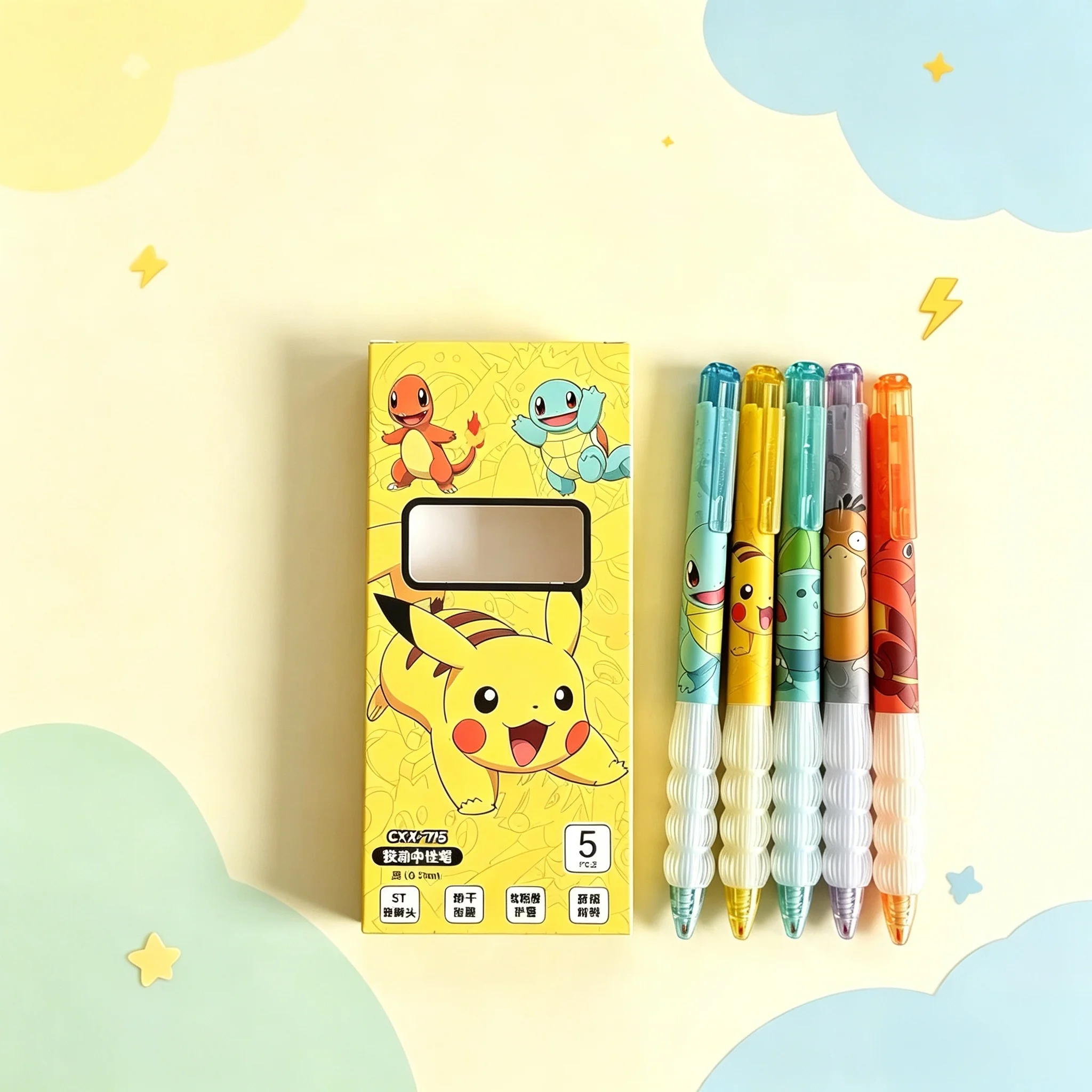 5pcs Cute Anime Cartoon Neutral Pen Multi Pen Tip Fast Drying Smooth Writing Stationery Set Daily Writing Decoration Gift Set