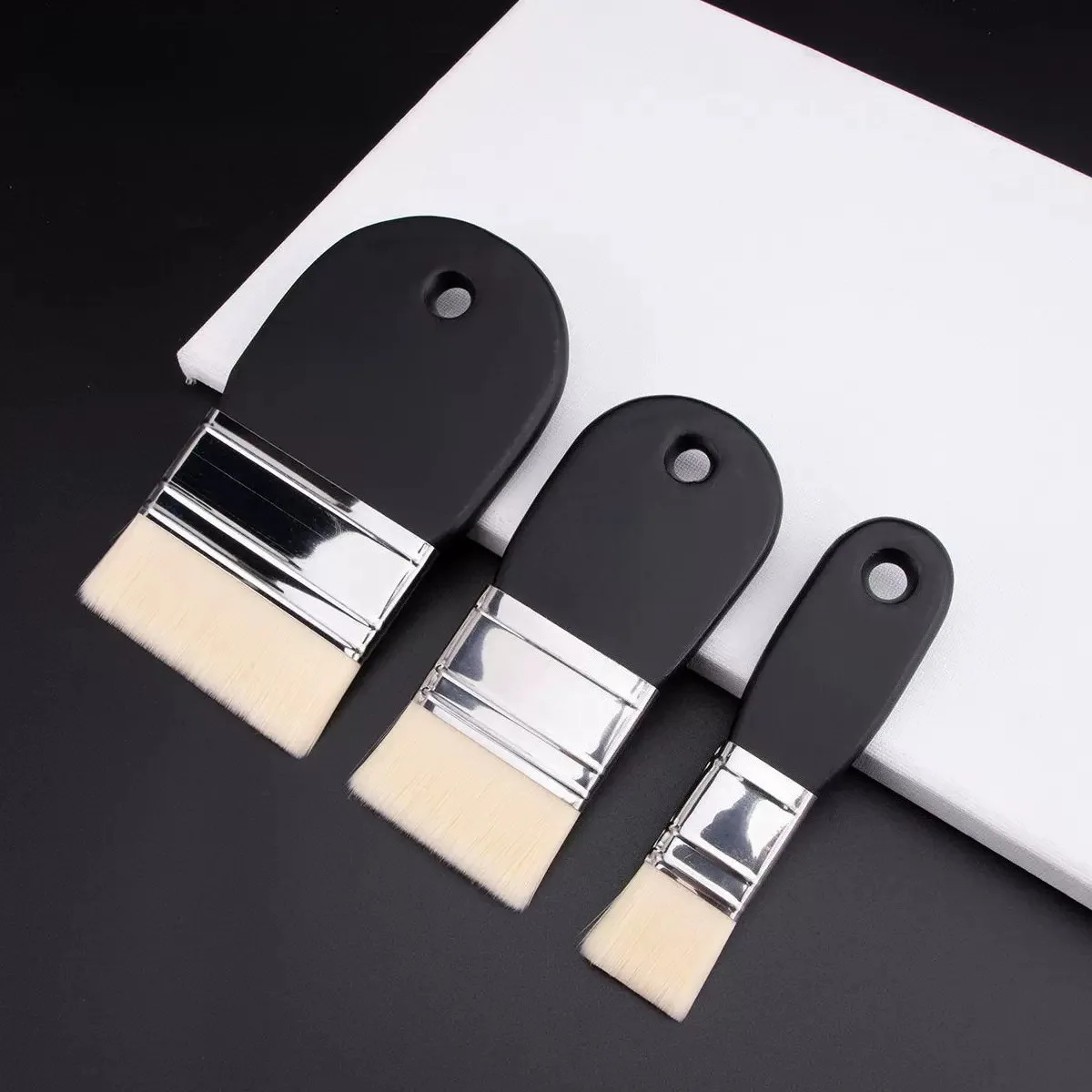 Oil Painting Nylon Pen Set Gouache Acrylic 1/3 Pcs Small/Medium/Large Sizes Flat Head Brush Wood Handle Painting Tools for Fine