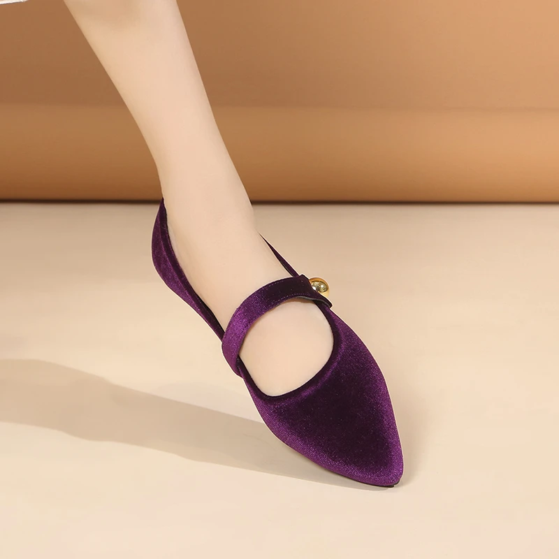 Neue, bequeme Damenschuhe mit quadratischem Absatz und spitzer Zehenpartie, modische und lässige flache Schuhe für Frühling und Herbst 2025 – Detail 12
