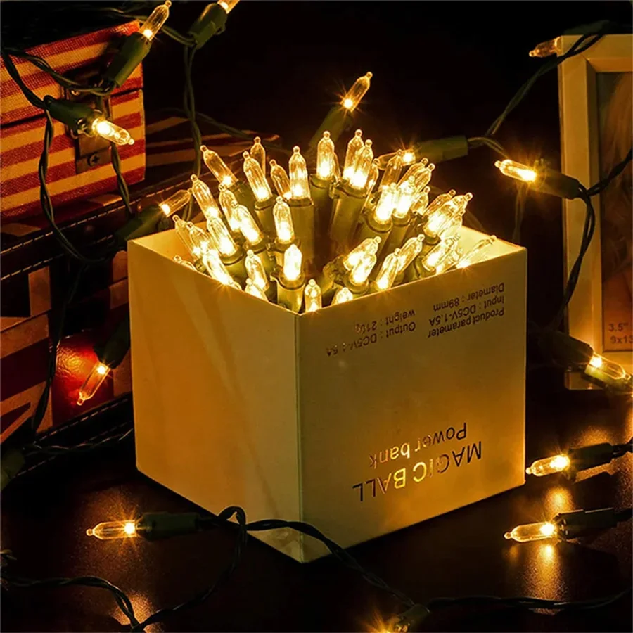 Guirxiété lumineuse dégradée pour jardin extérieur, à piles, mini ampoule 100 gible, guirxiété lumineuse pour arbre de Noël, éclairage de vacances, 8 modes