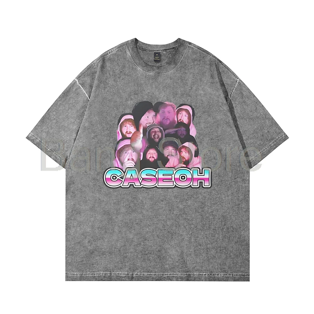 تي شيرت Caseoh Merch مضحك من القطن المغسول للجنسين برقبة دائرية وأكمام قصيرة #4