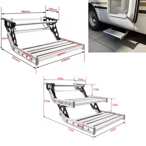 RV Caravan Trailer Folding Step For Camper High Quality Aluminum Alloy Double Layer /Single Layer With Lights