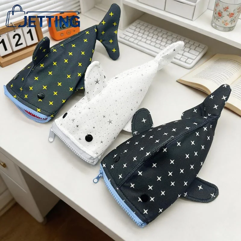 Shark Star Pencil Bag Ins Cute Special-Shaped Soft Cute Healing Creative Funny Stationery Storage Bag