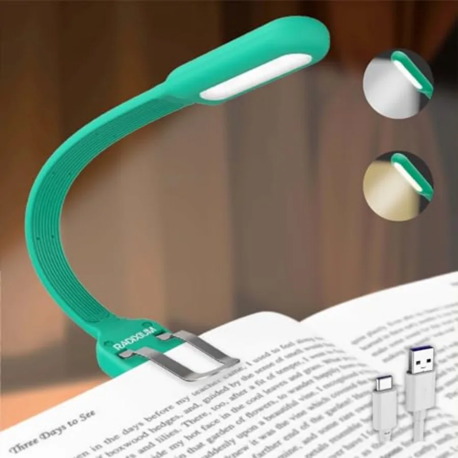 

Slim Rechargeable Book Reading Light, Eye Caring LED with 4 Color Temperatures, Portable Clip on Book Light for Reading in Bed