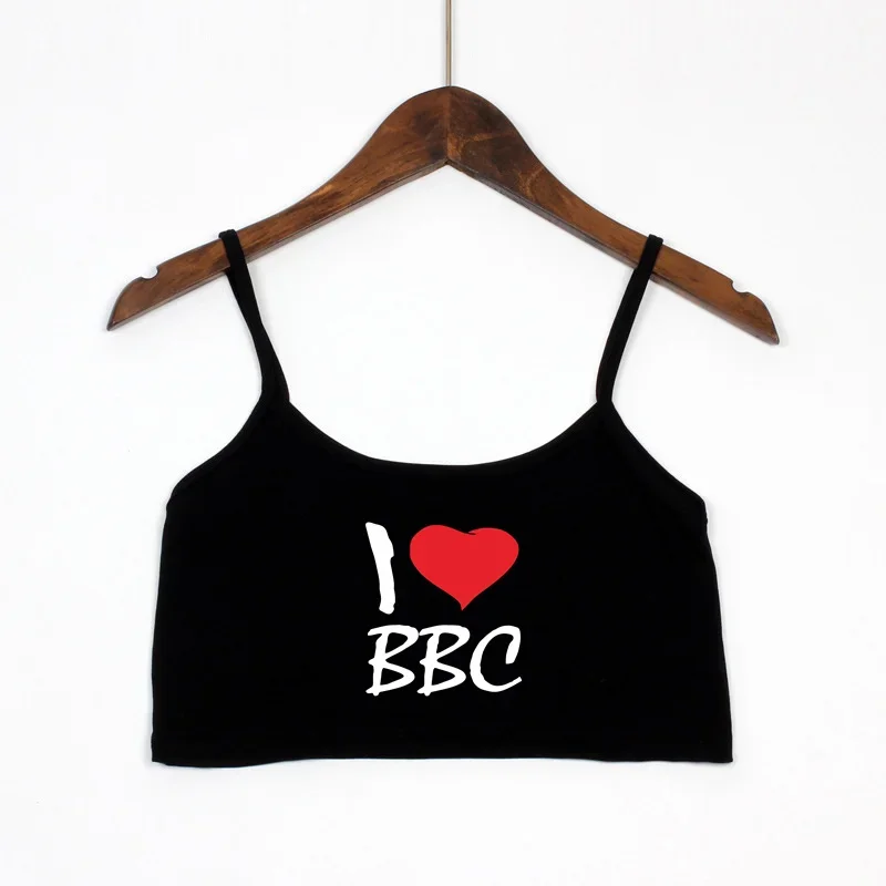 I LOVE BBC Red Heart Print New Sexy Crop Top Summer Women\'s Sexy Elastic Cotton Camis Sleeveless Short Tank Top Bar Women