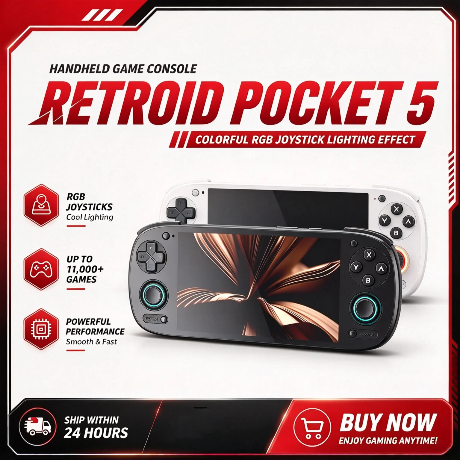 Retroid Handheld Game Consoles Android13 5.5''IPS AMOLED Screen Joystick RGB Lighting Connect Game Battles Pocket Player Consoles for Kid Gift