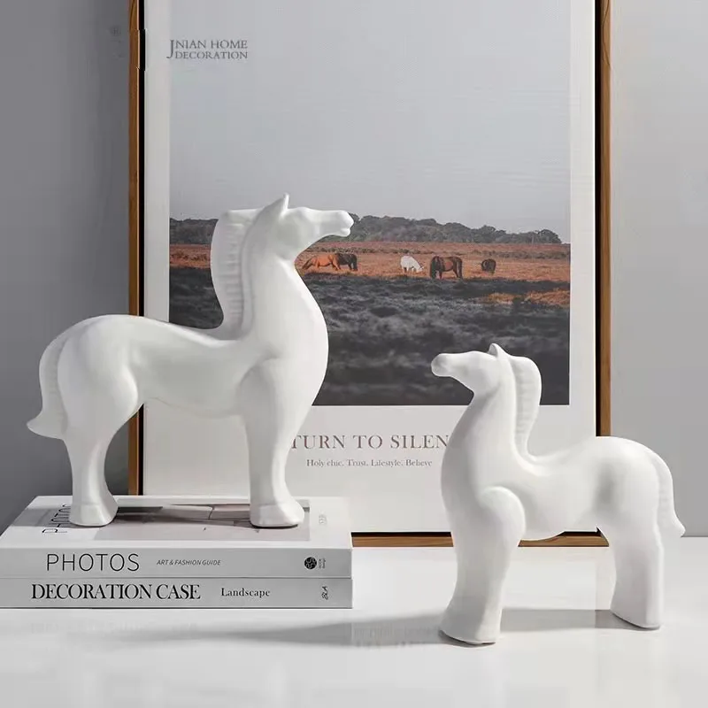 

Nordic Ceramics Animals Horse Statues Figurines Office Desktop Ornaments Home Living Room Decoration Sculpture Crafts Gifts