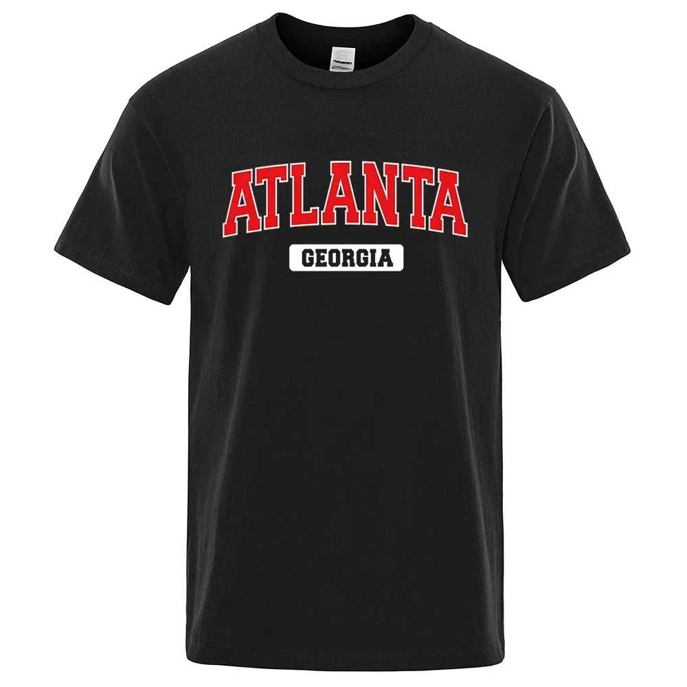 Atlanta Georgia Usa City Letter T-Shirt Man Loose Oversize   Breathable Summer Top Fashion Casual Cotton Tee Clothes