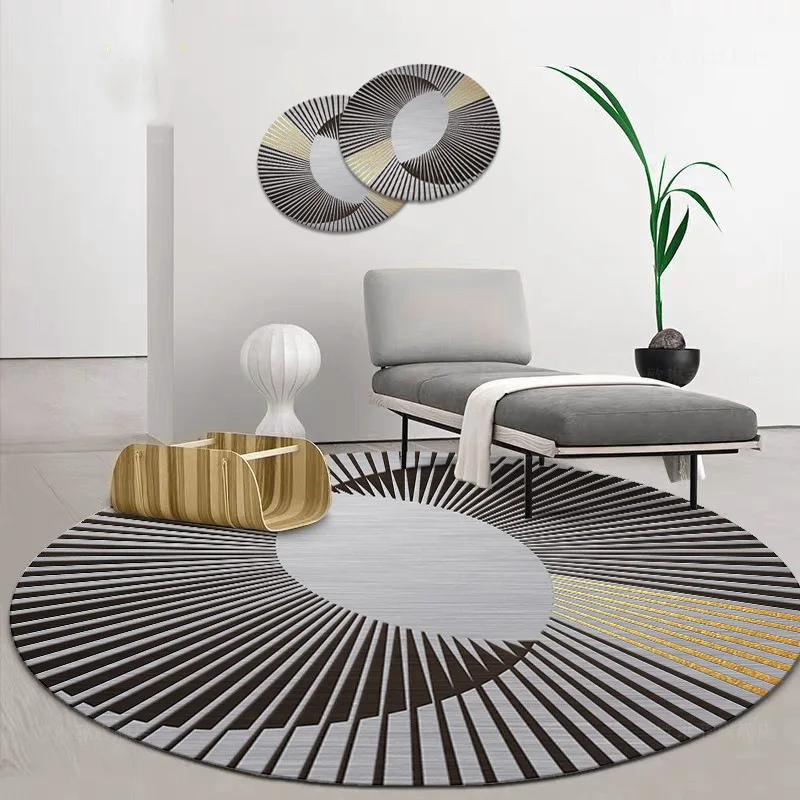 Runde Haushalts Teppich Schwarz Geometrische Muster Matte Wohnzimmer Ankleidezimmer Nacht Sofa Grenze Schiebe Teppich Hause Dekoration