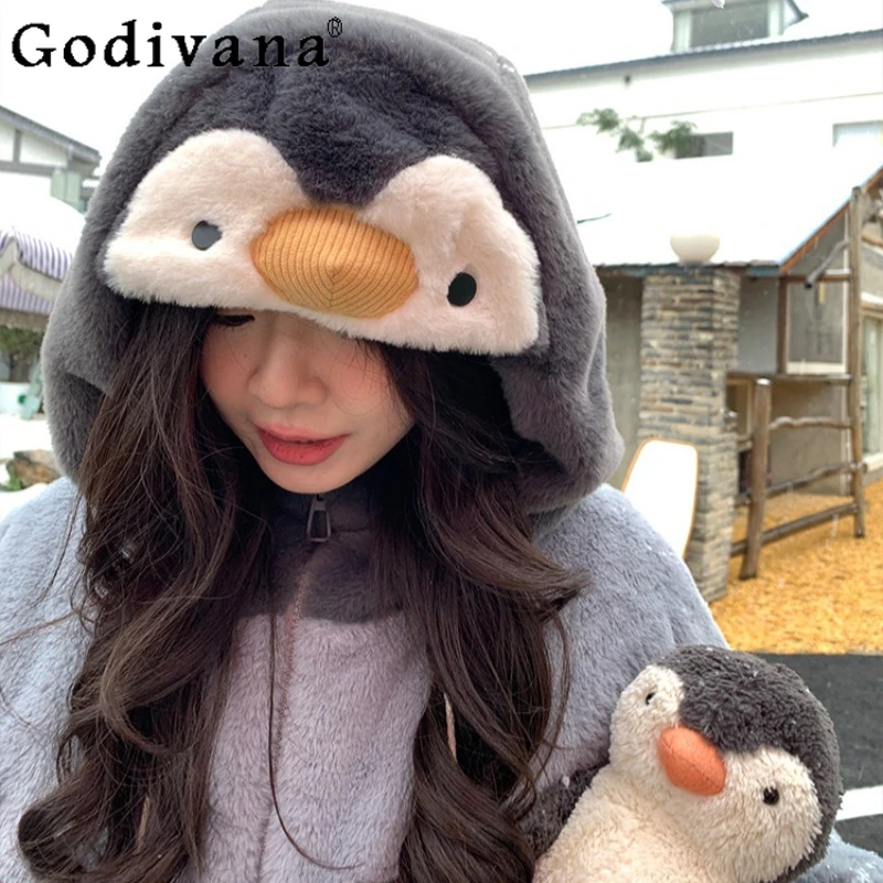 Manga longa fofo macio casaco bonito para mulheres original com capuz bonito parkas de algodão feminino estilo japonês solto doce parkas