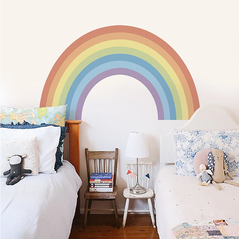 Large Rainbow Wall Mural Self-Adhesive Seamless Waterproof Fabric Wall Stickers Kids Room Living Room Background Wallpaper