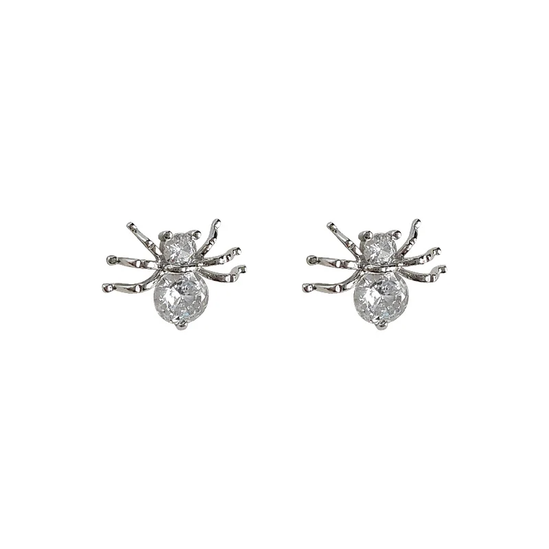 1 par de pendientes minimalistas de araña de circón para mujeres y niñas, bonitos pendientes con pasador para Piercing de insectos, accesorios de joyería fina, regalos