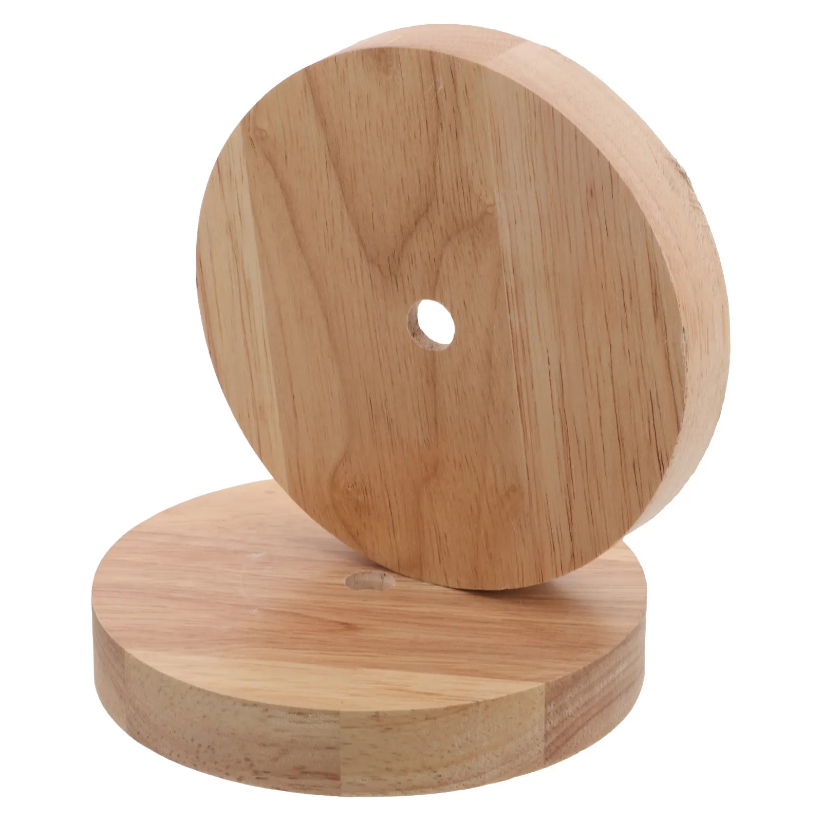 2Pcs Solid Wood Table Lamp Base Rustic Round Shape Universal E27 E14 Socket for Bedroom Living Room DIY Lighting Projects