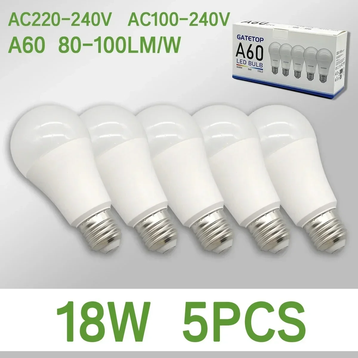 

5Pack No Flicker LED Bulb Lamp 18W E27 Light AC 220V 110V Mini Lamp 3000K 4000K 6000K Cold Lighting for Foyer Home Derec