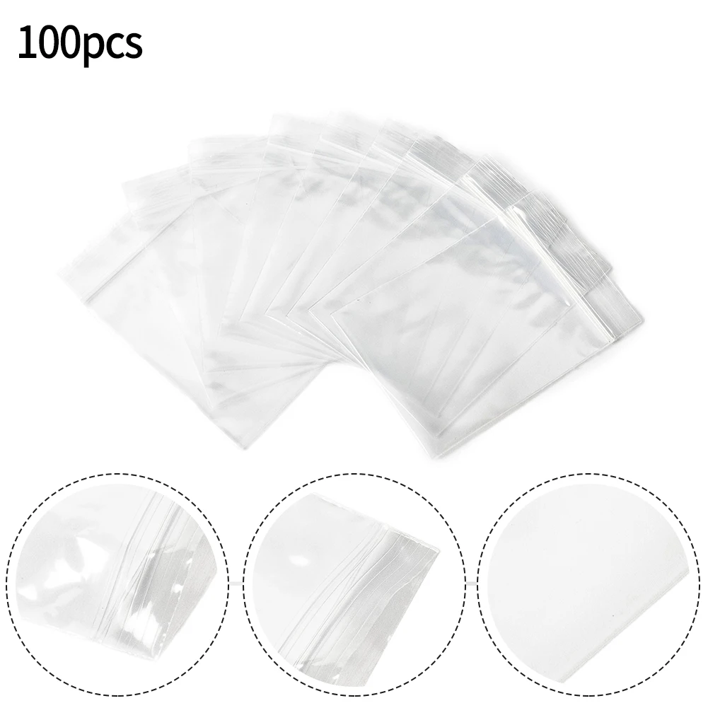 100Pcs Reclosable Clear Plastic Packaging Bags Strong Poly Zip Locks Baggies Grip Self Seal Resealable Baggy For Candy Packing