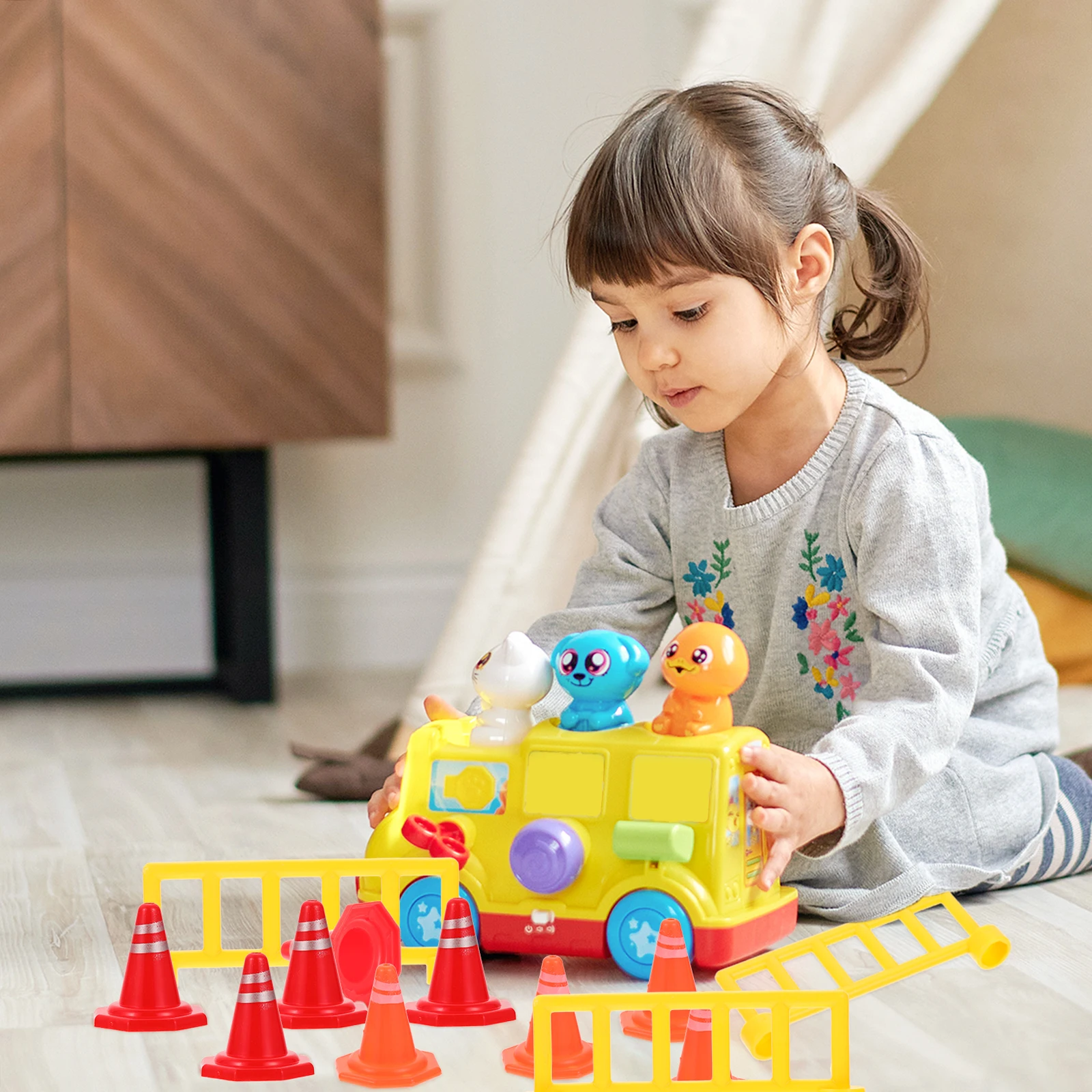 

26pcs Mini Safety Cones Guard Bars For Plastic Road Construction Sign Set Educational Traffic Identification Diy