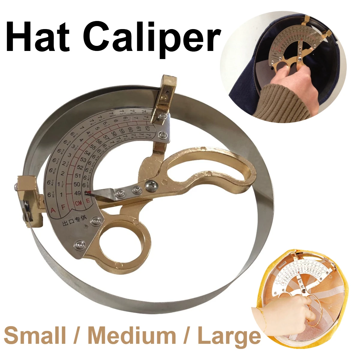 Small / Medium / Large Stainless Steel Scissor Type Ruler Hat Caliper Ring Compass Cap Size Measuring Tool
