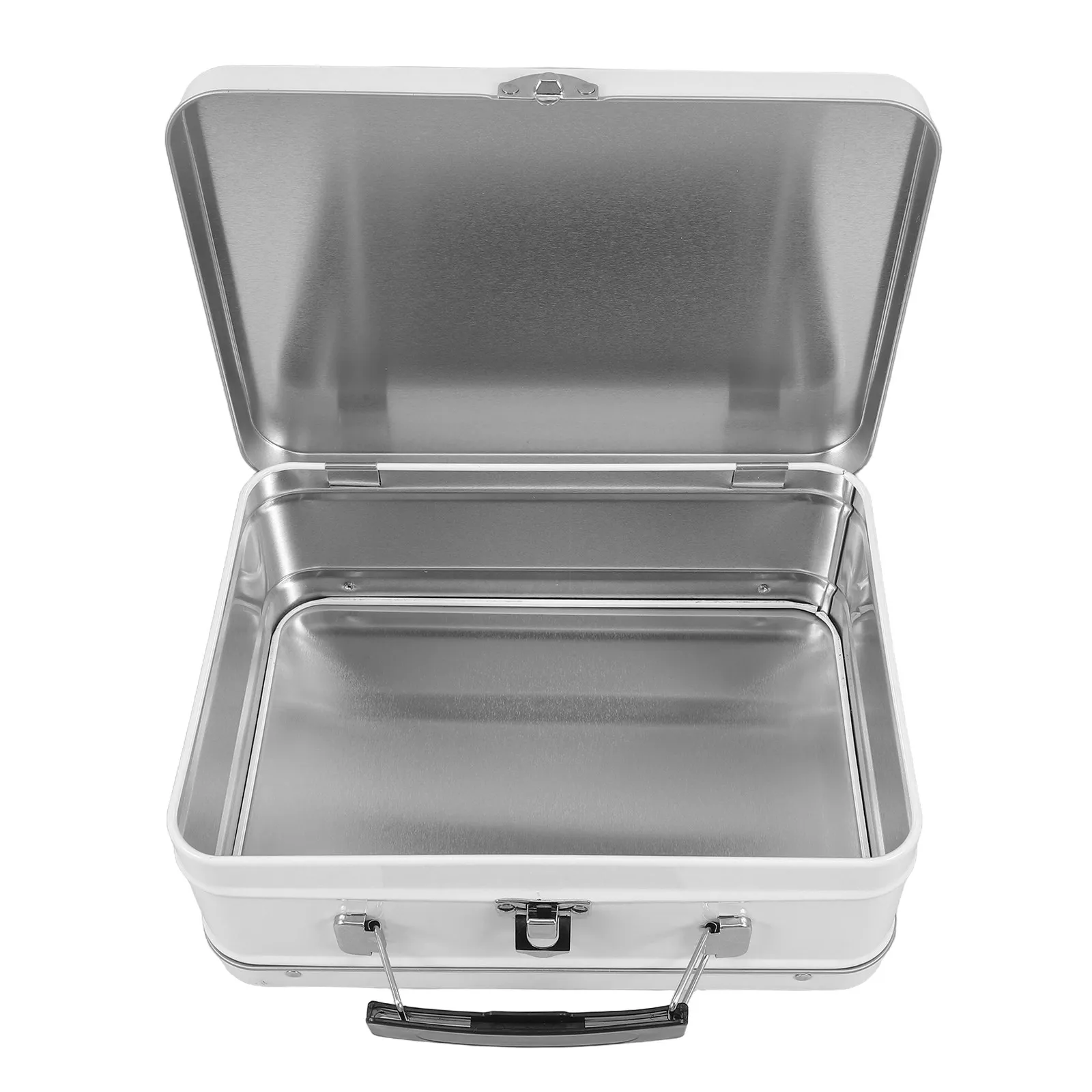 

Portable Metal Lunch Box Tinplate Bento Container Lock Lid for Meals Snacks Storage Reusable for Office Camping