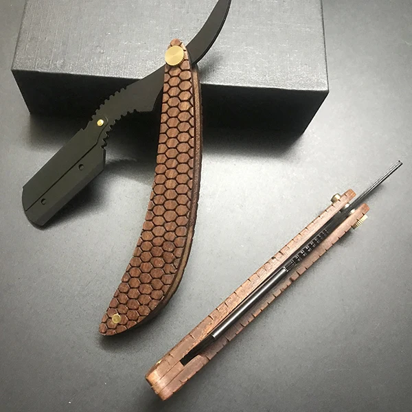 wood handle blade shaving razors professional manual barber shaver eyebrow razor men's replaceable blade shaving razor men gift
