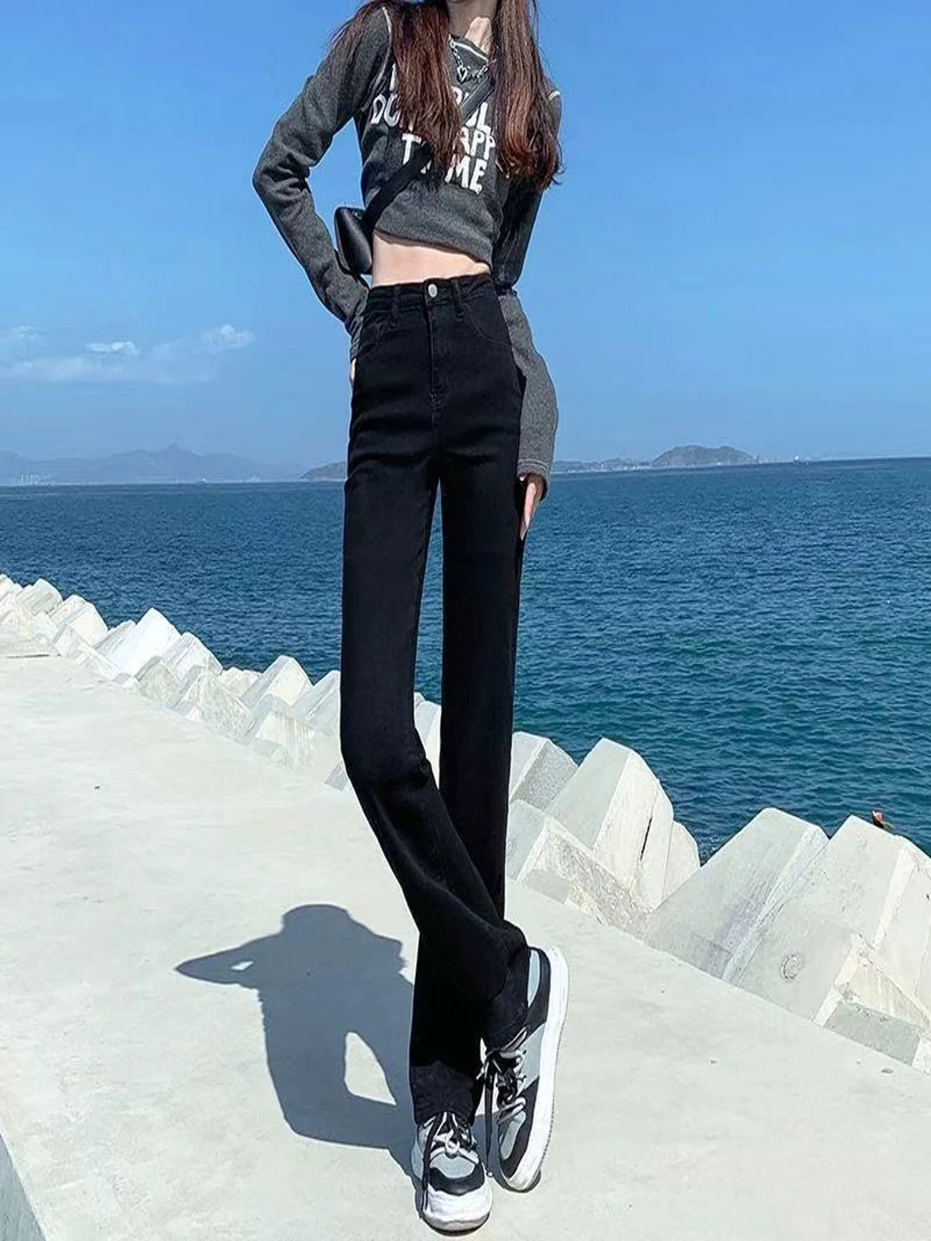Black Slim Jeans for Man Y2k Drip Original Unisex Basic Denim Pants No accessories or belts included