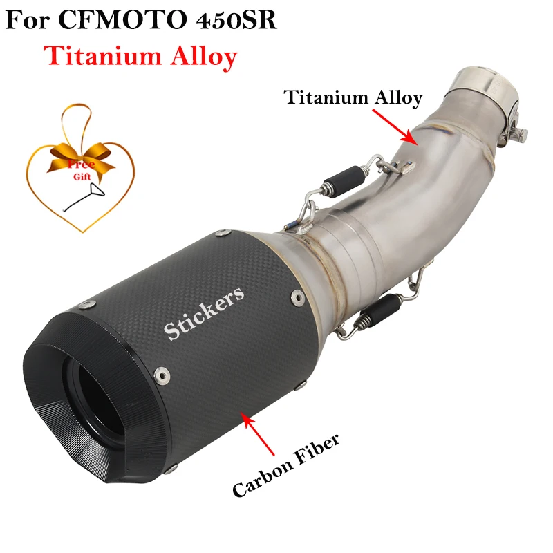Full Systems Slip On For CFMOTO 450SR 450 SR Motorcycle Exhaust Escape Modify Titanium Alloy Mid Link Pipe Carbon Fiber Muffler