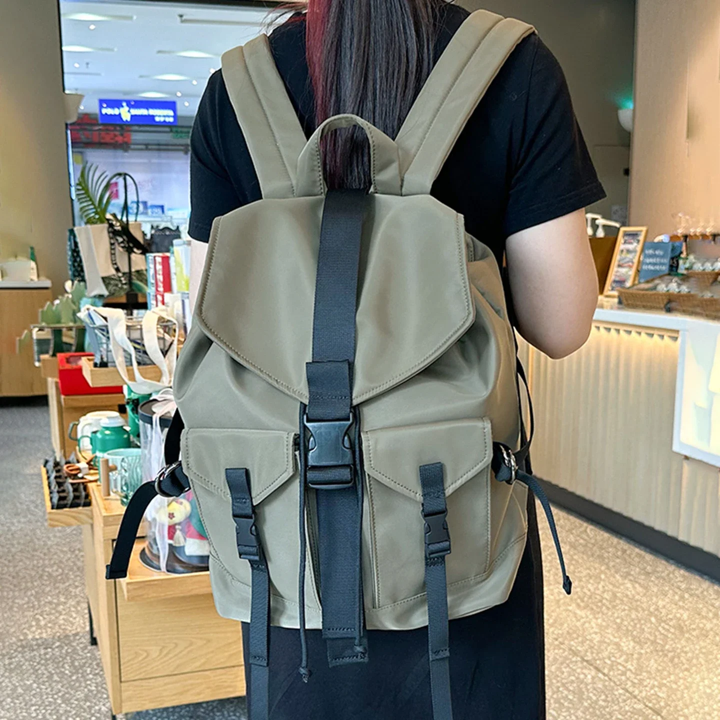 Large Capacity Solid Color Backpack Oxford Cloth Casual Daily Travel Commute School Bag Men Women University Student Backpack