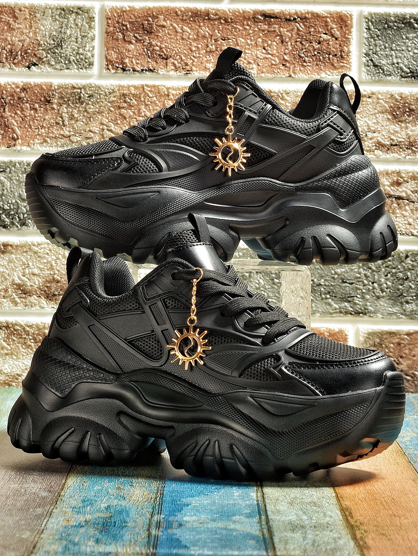 

Women's fashion casual non-slip increase four season sports shoes women's high water platform platform black high heels