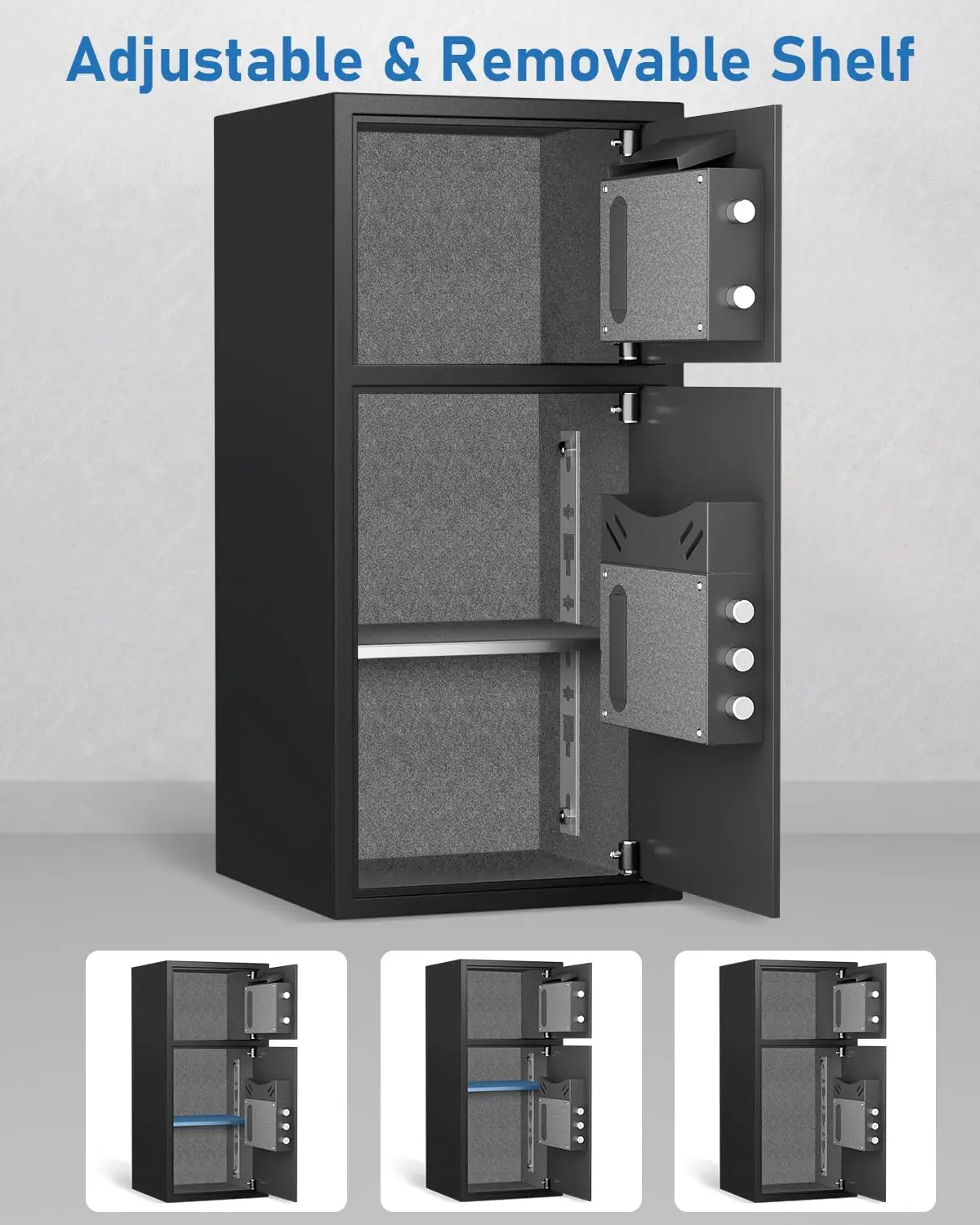 6.0 Cubic Extra Large Home Safe Box Fireproof Waterproof, Digital Home Security Safe Box with Adjustable Shelf & Deposit Slot, M