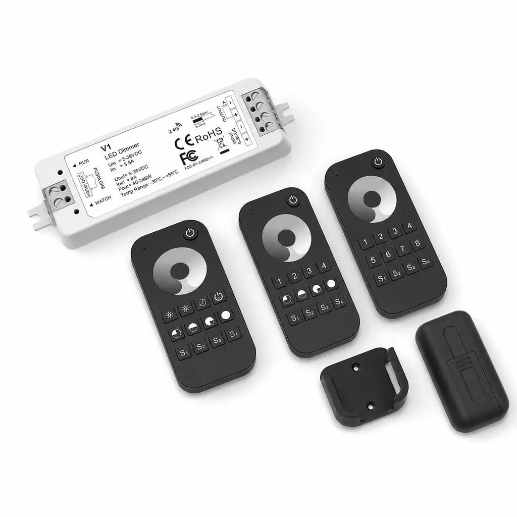 Skydance DC5V-36V V1 RT1 RT6 RT8 1CH 1-8 Zone Single Color LED Strip Dimming Kit 2.4GHzRF Remote Control  LED Dimmer Controller