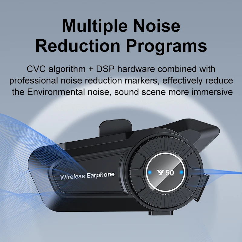 Y50 Motorcycle Helmet Bluetooth Headset Ipx6 Waterproof Connects 2 Mobile Phones At The Same Time To Wake Up The Voice Assista
