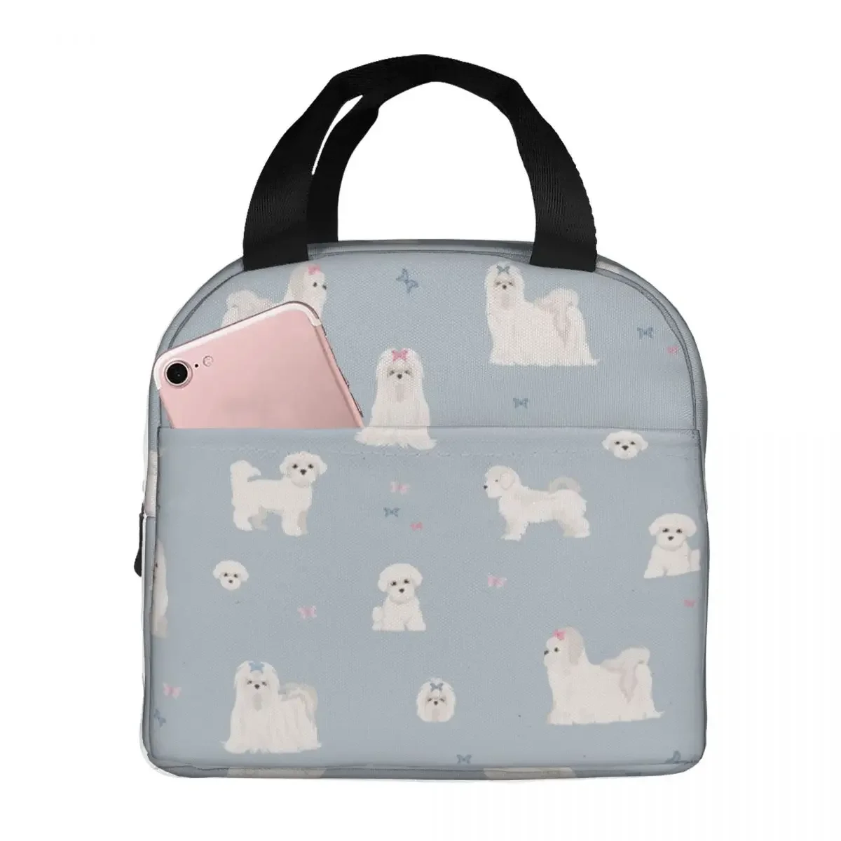 Maltese Dogs Lunch Bags Portable Insulated Oxford Cooler Thermal Picnic Tote for Women Girl