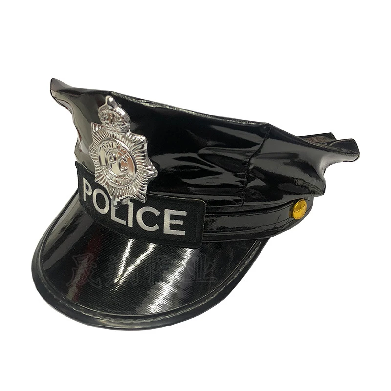 Sombrero de oficial de policía para mujer, sombrero de uniforme, sombrero de vendedor de periódicos para disfraz de policía, accesorios para disfraces de fiesta de Halloween