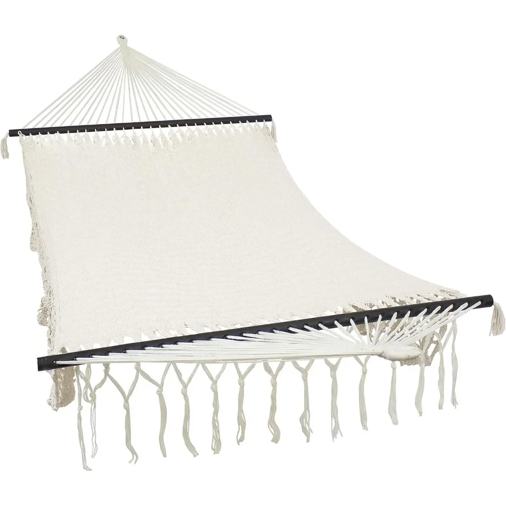 Deluxe Handwoven American Style Cotton Hammock -770-Pound Weight Capacity - Natural